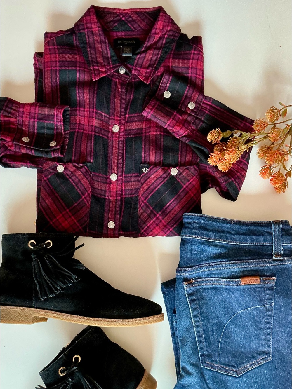 True Religion The Plaid Utility Shirt Sz XS